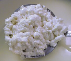The same curds after "cooking" for 10 minutes.